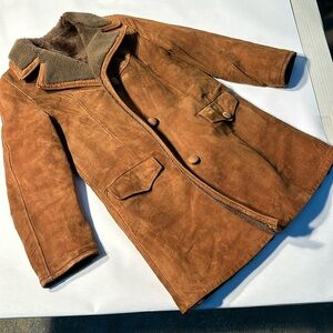 Vintage  The Leather Shop Jacket Men Suede Leather Rancher Coat Faux Fur